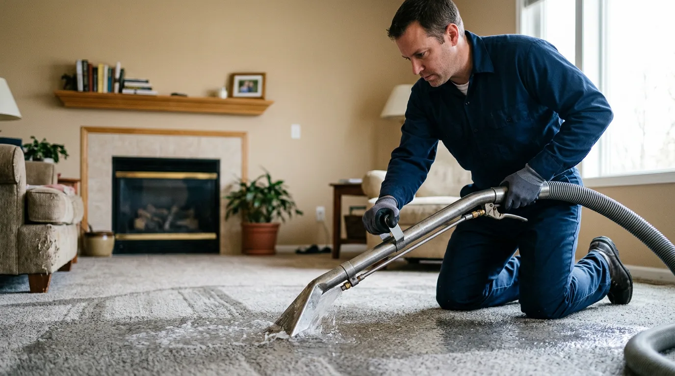 Water damage restoration technician working near Lake Nebagamon, WI